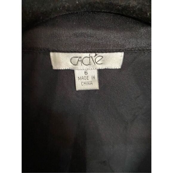 Cache women’s vintage, black silk blouse with beads and Sequin trim size 6 - Picture 6 of 6